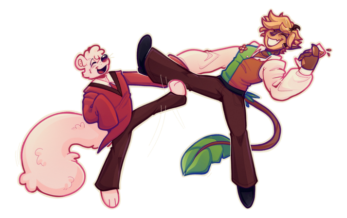 Drawing of Protohay's oc Google with Flowery.